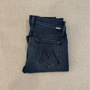 Mother denim - the runaway step fray, dark wash